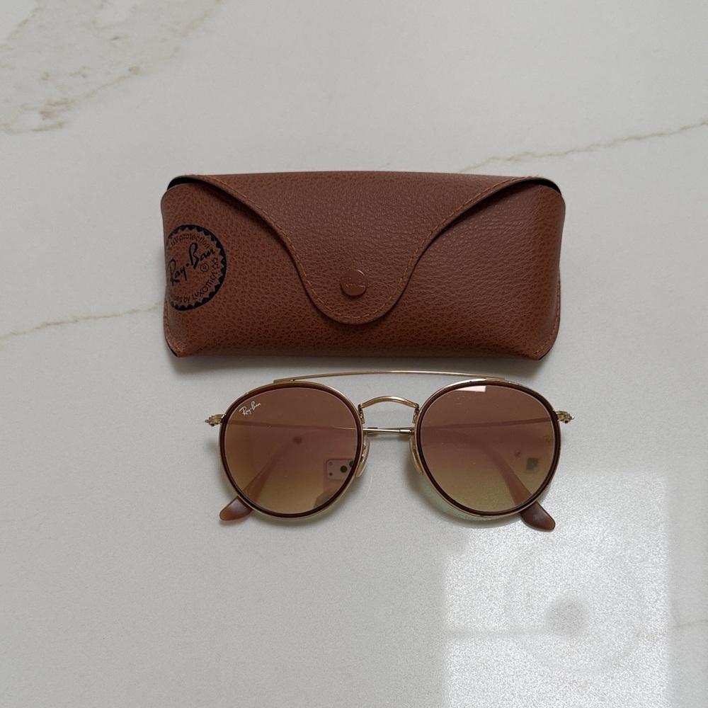 Ray-Ban Gold Sunglasses with Brown Case